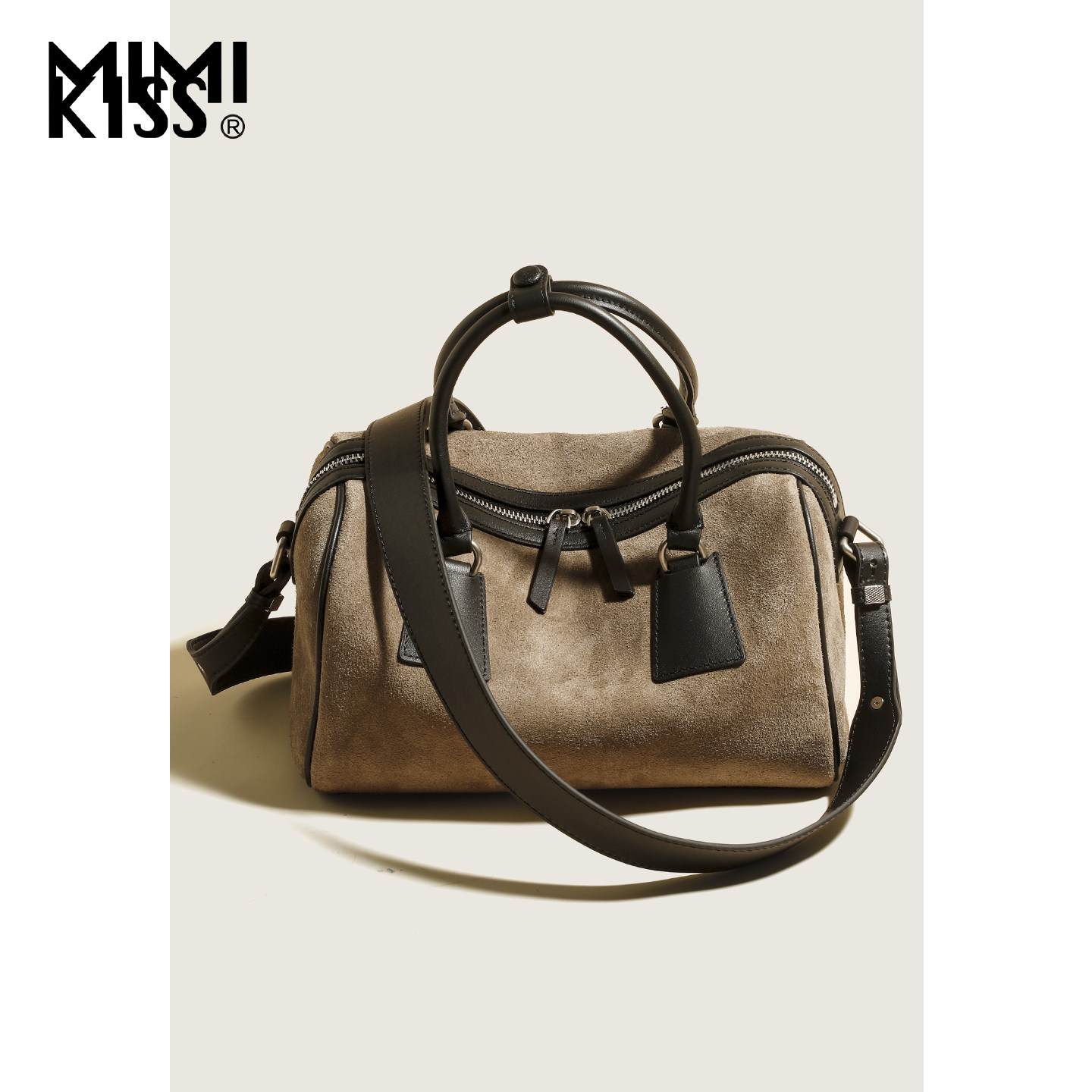 mimikiss轻奢磨砂牛皮波士顿包女大容量手提保龄球包包,箱包皮具/热销女包/男包,波士顿包,淘宝优惠券,粉丝福利购,淘宝优惠卷