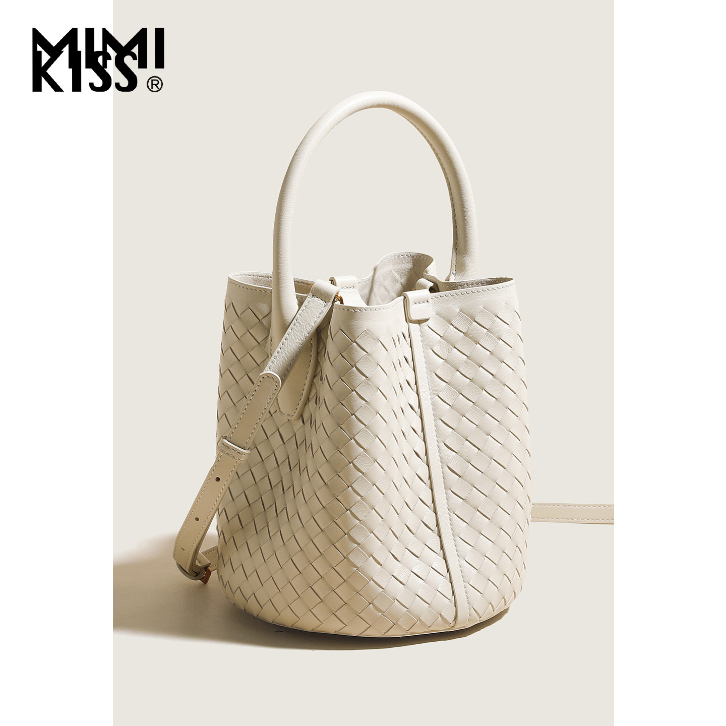 包包2025新款编织水桶包女单肩手提斜挎包小众设计时尚真皮女包