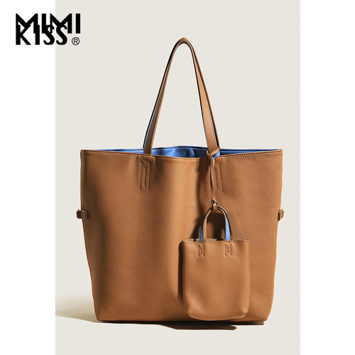 mimikiss头层牛皮大容量托特包