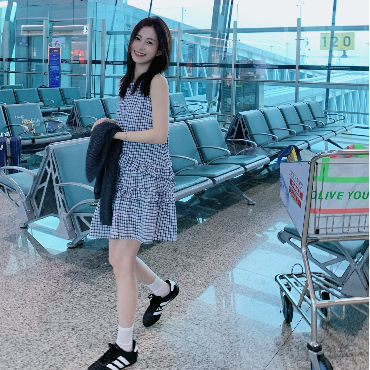 SUNCC自制 机场格子裙 夏季休闲气质时尚复古无袖ins显瘦连衣裙