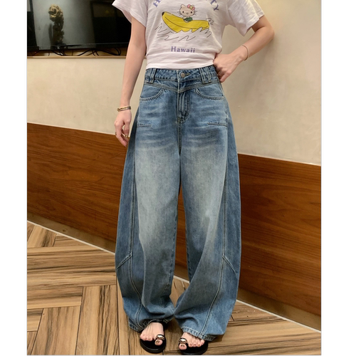 SUNCC自制 本命神裤 休闲气质百搭显瘦小众宽松显瘦弯刀牛仔裤