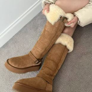 现货OZWEAR标新款厚底纯羊毛雪地靴高筒保暖懒人毛毛防滑OZ848