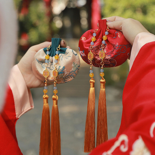 龙年锦缎香囊空袋古风艾叶香包随身汉服腰佩饰荷包车挂件桂花香袋