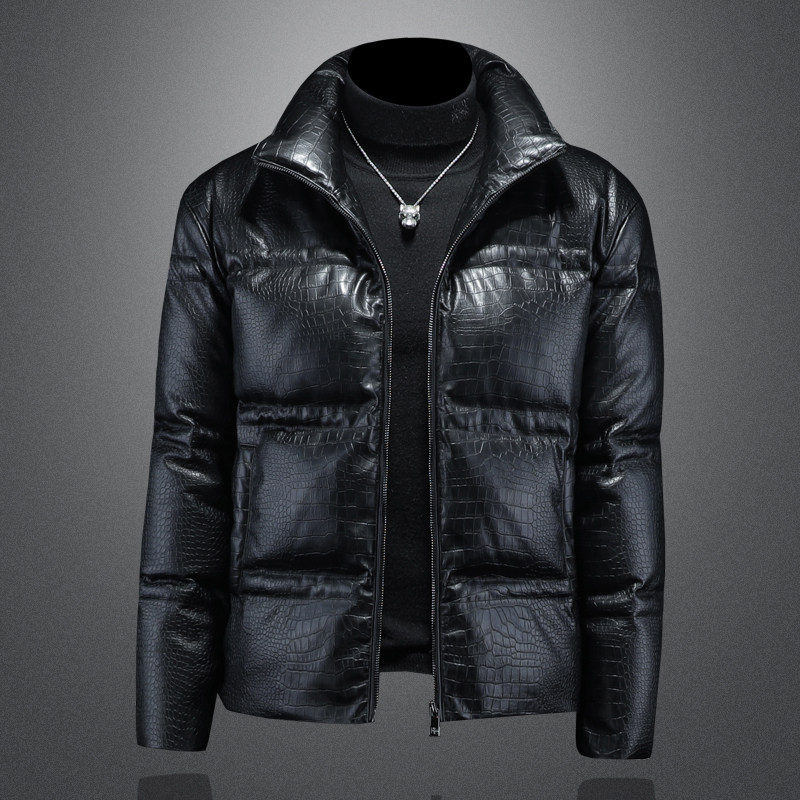 2025秋冬装新款90绒PU皮羽绒服男6006-7717-P320镂空图，男装羽绒服，钱塘6006(原3029)