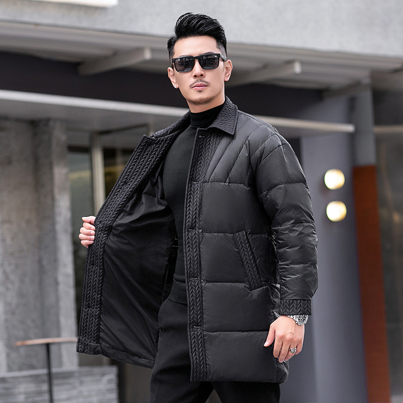 2025秋冬装中长款麦穗拼接羽绒服男钱塘6006-9811-P330真模,男装羽绒服,钱塘6006(原3029)