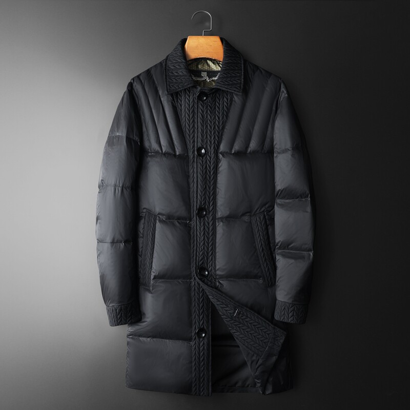 2025秋冬装中长款麦穗拼接羽绒服男钱塘6006-9811-P330尺码偏大,男装羽绒服,钱塘6006(原3029)