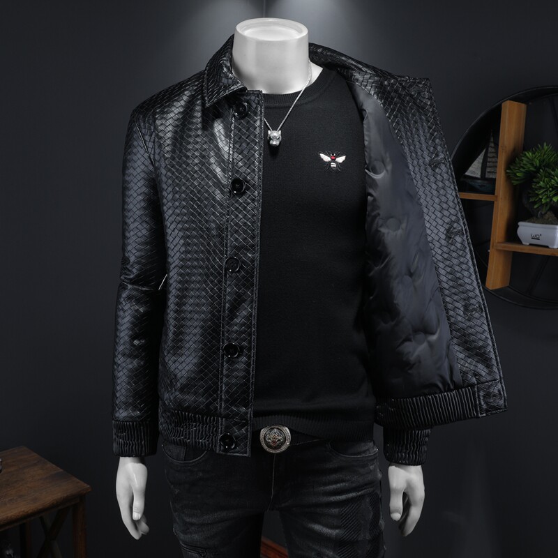 2025秋冬装新款90绒PU皮羽绒服男6006-7763-P320假模图,男装羽绒服,钱塘6006(原3029)