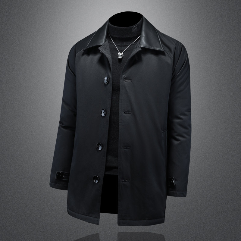 2025冬装90绒落肩宽松型拼皮中长款羽绒服男6006-7201-P300楼空图,男装羽绒服,钱塘6006(原3029)