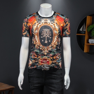 2021夏季新款个性印花冰丝短袖T恤男钱塘3029-2112-P45假模