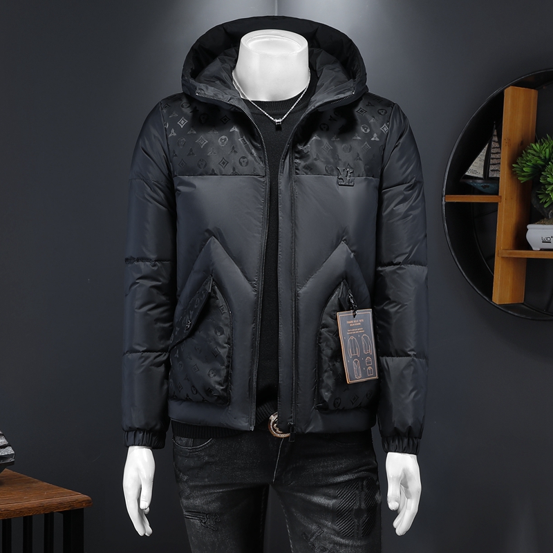 2025秋冬装连帽拼接羽绒服男钱塘6006-23015-P320假模图，男装羽绒服，钱塘6006(原3029)