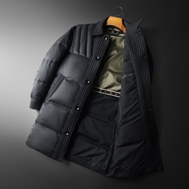 2025秋冬装中长款麦穗拼接羽绒服男钱塘6006-9811-P330尺码偏大,男装羽绒服,钱塘6006(原3029)