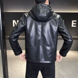 2025年秋装新款连帽皮衣男装钱塘6006-8208-P175真模，男装皮衣，钱塘6006(原3029)