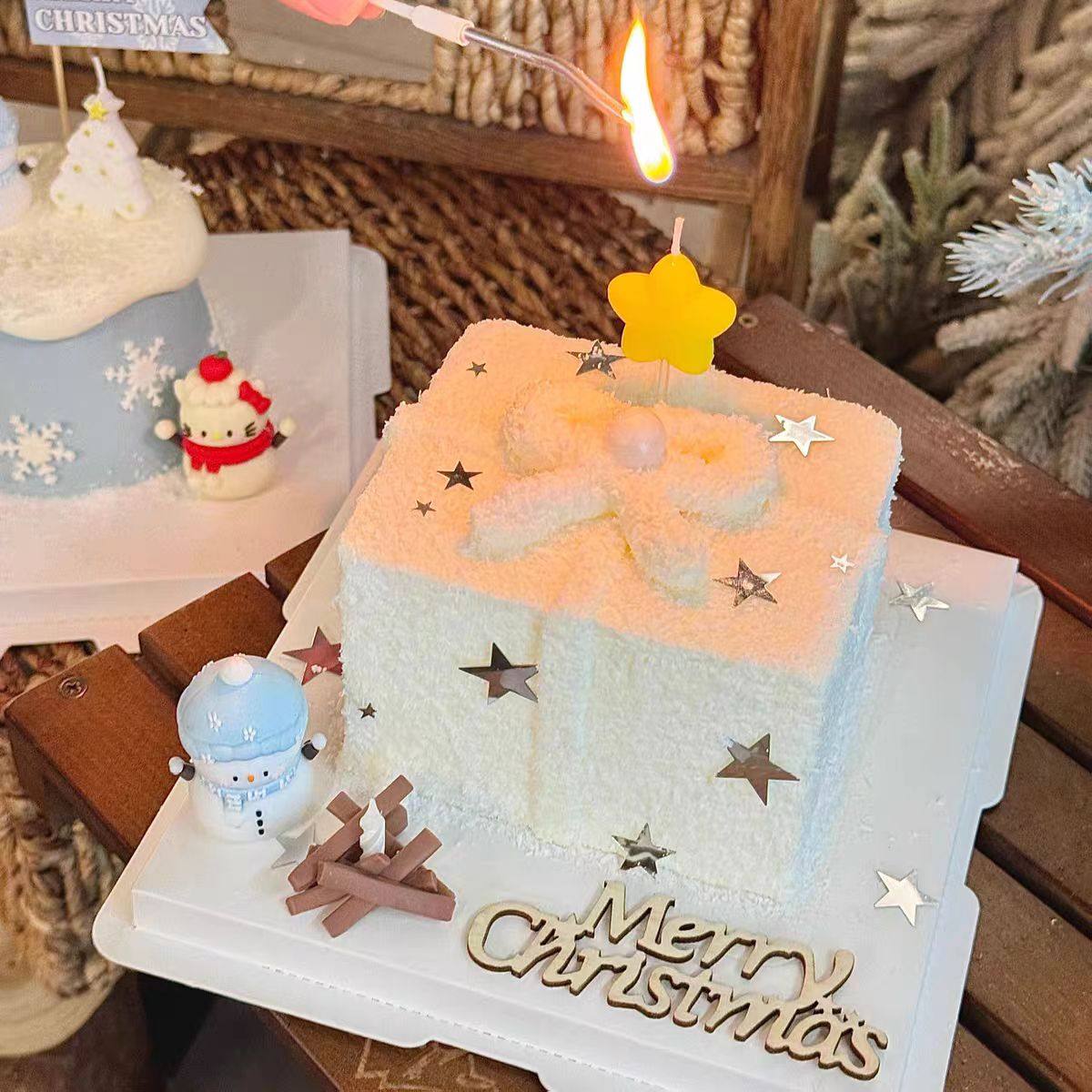 2026圣诞节木质圣诞快乐亮片五角星星星装扮小雪人蛋糕装饰摆件,节庆用品/礼品,蛋糕/烘焙装饰用品,淘宝优惠券,粉丝福利购,淘宝优惠卷