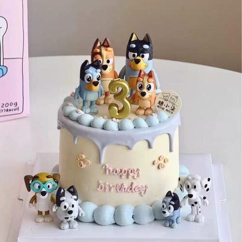 网红卡通小狗布鲁伊蛋糕装饰男孩女孩生日甜品台装扮插件狗狗款式