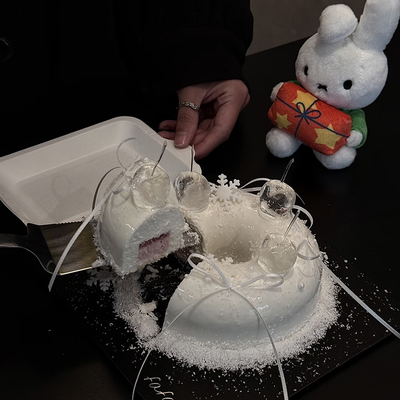 圣诞节氛围感ins风蝴蝶结丝带烘焙插件水晶樱桃蜡烛蛋糕装饰摆件