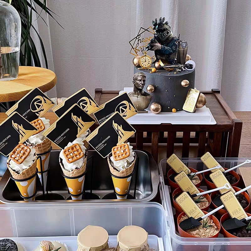 三角洲蛋糕装饰黑战士酷酷男生男神甜品台生日武器装备插件男孩