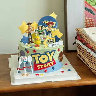 玩具总动圆草莓熊胡迪三眼崽卡通生日蛋糕装饰摆件甜品烘焙装饰