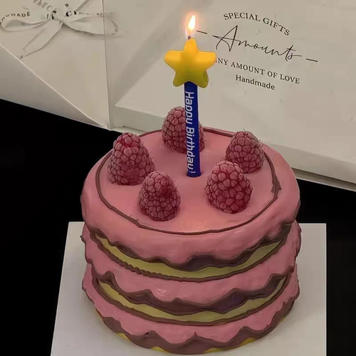 ins风树莓生日蛋糕烘焙装扮插件五角星气球火苗蜡烛蛋糕装饰