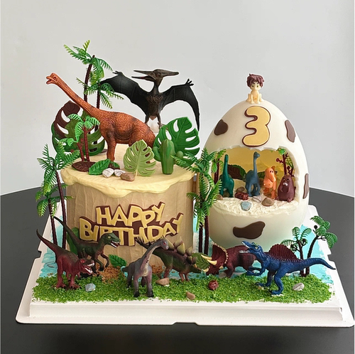 男孩宝宝周岁生日蛋糕摆件恐龙蛋糕装饰翼龙霸王龙爆龙小恐龙插件