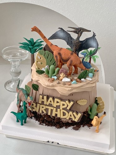 恐龙乐园主题霸王龙生日蛋糕装饰摆件儿童周岁甜品台插件