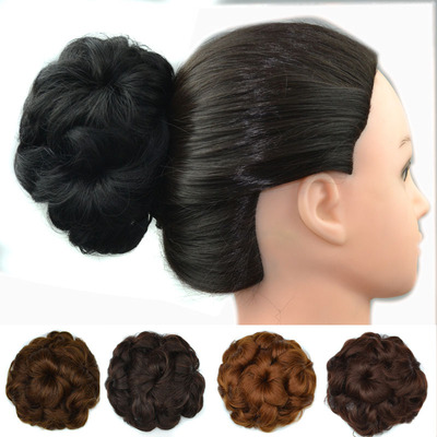 假发包丸子头抽拉绳七朵花盘发苞 Hair Bun Chignon Hairpiece