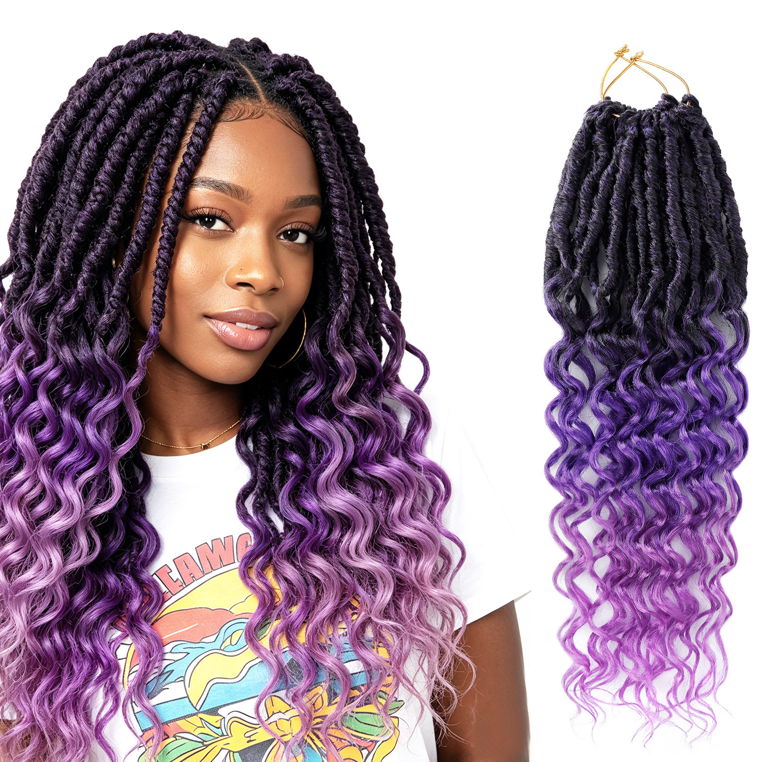 黑人假发脏辫钩针发Deep Wave Faux Locs Braids Crochet Hair