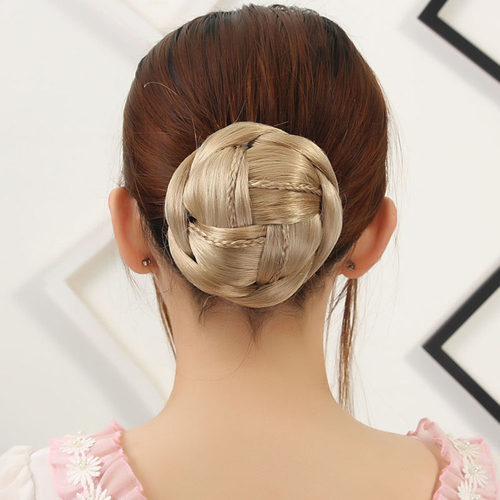 假发发包辫子发髻复古装扮Blonde Braided chignon hair bun