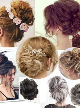 假发甜甜圈卷发凌乱发圈发包  Messy Bun Chignon Hairpiece