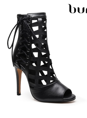 burju*TI-Baddie(Heel Trap)黑色高跟爵士短靴,heels高跟鞋