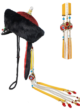 故宫古风摄影妆造清代皇后吉服冠礼帽凤冠帽子流苏古装清朝造型