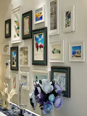 Solid Wood Photo Wall living room frame wall hanging wall modern simple dining room porch porch free European style combination decorative painting