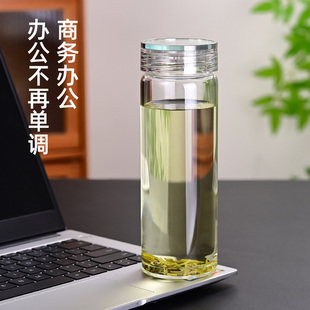 2025新款单层玻璃杯细长大容量便携透明水杯茶杯高档商务泡茶杯子