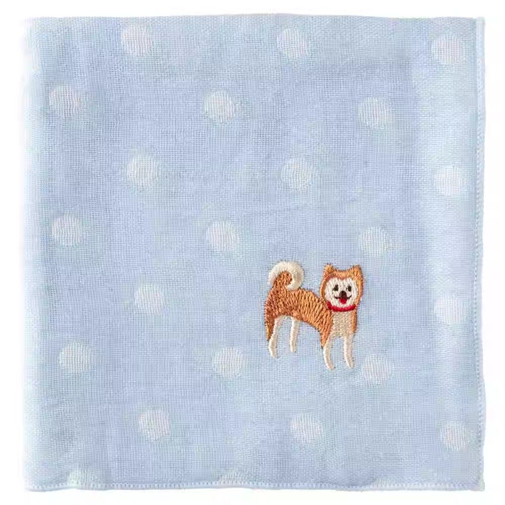 日本制 京都土产 双层纱棉刺绣手绢 犬部屋 可爱手帕 【柴犬】