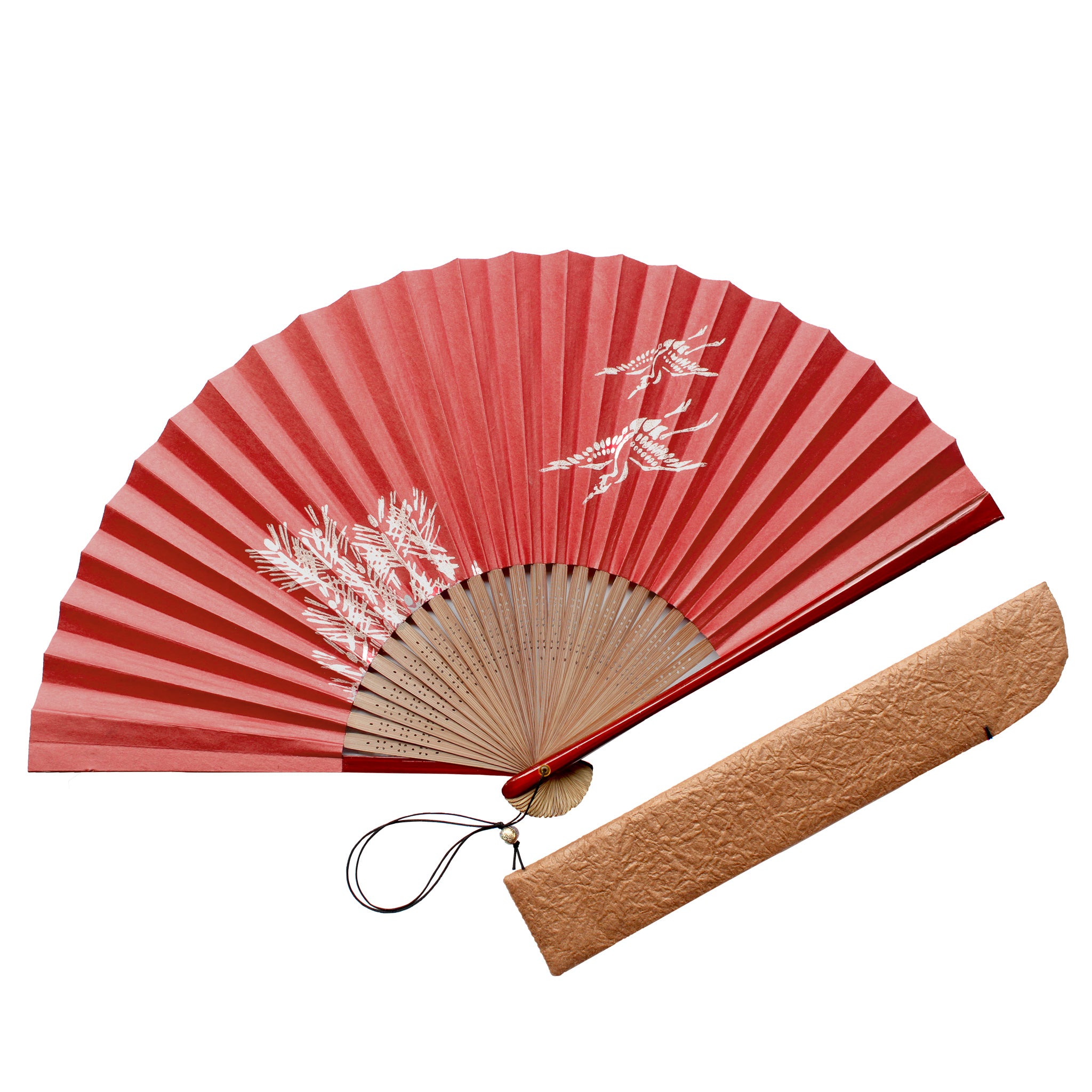 日本京都製 京扇子 白竹堂 吉祥纹 日式和风绅士 折扇套装 鹤