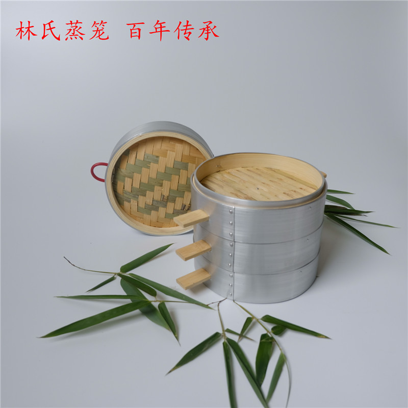 蒸笼 竹制 家用竹把手蒸笼 铝餐具笼/架