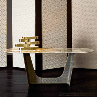 WINGS Table轻奢真皮大理石硬包皮革方桌 餐桌 Rugiano翅膀