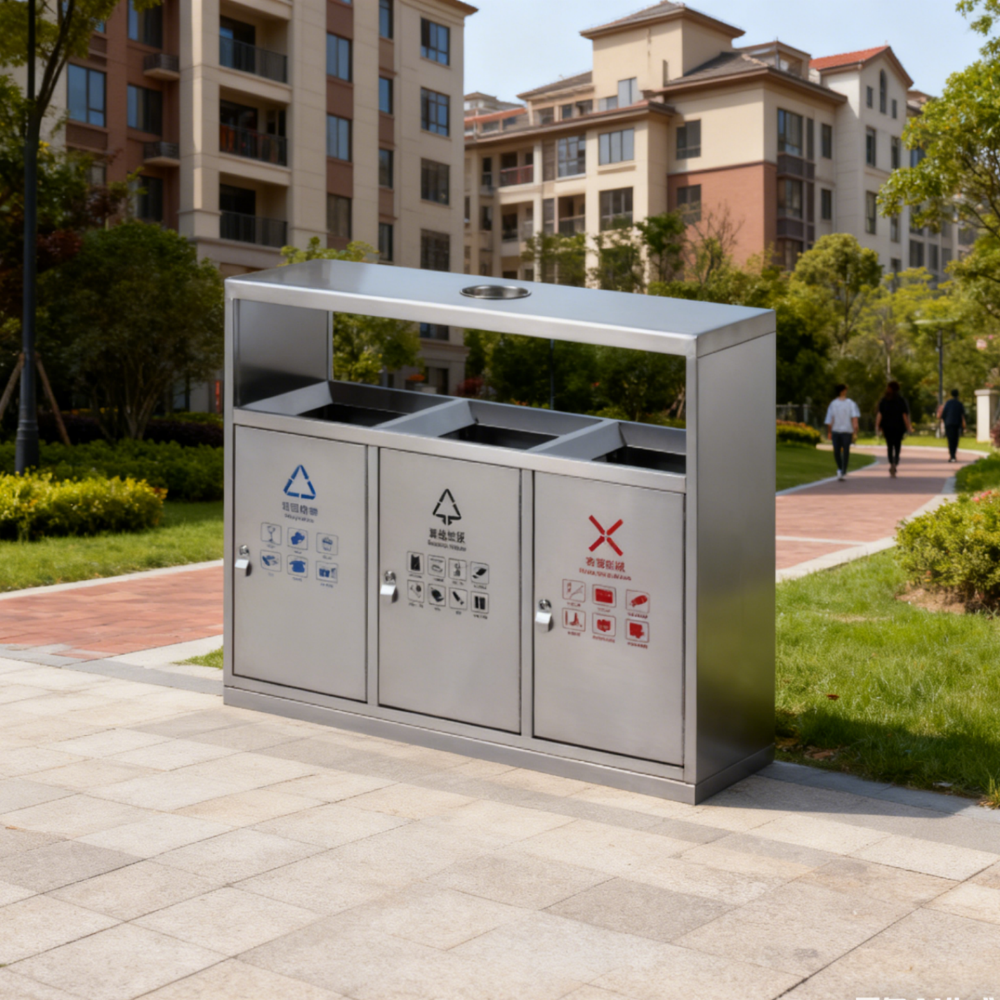 户外大容量不锈钢垃圾桶小区公园
