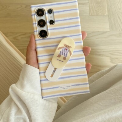 黄蓝横线适用于三星S25Ultra硬壳S23小众S21Ultra磨砂菲林气质S22手机壳S26/s23ultra三星创意保护套24ultra