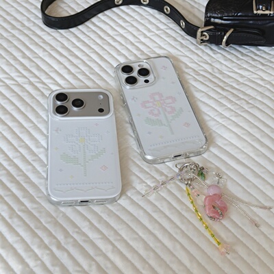 像素粉蓝花朵适用于三星s25ultra手机壳三星全包s24ultra硬壳防摔s22保护套壳S21ULTRA三星s23保护套s25ultra