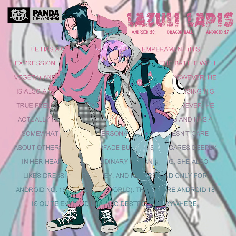 七龙珠联名t恤卡通动漫画特兰克斯人造人17号周边学生情侣装卫衣