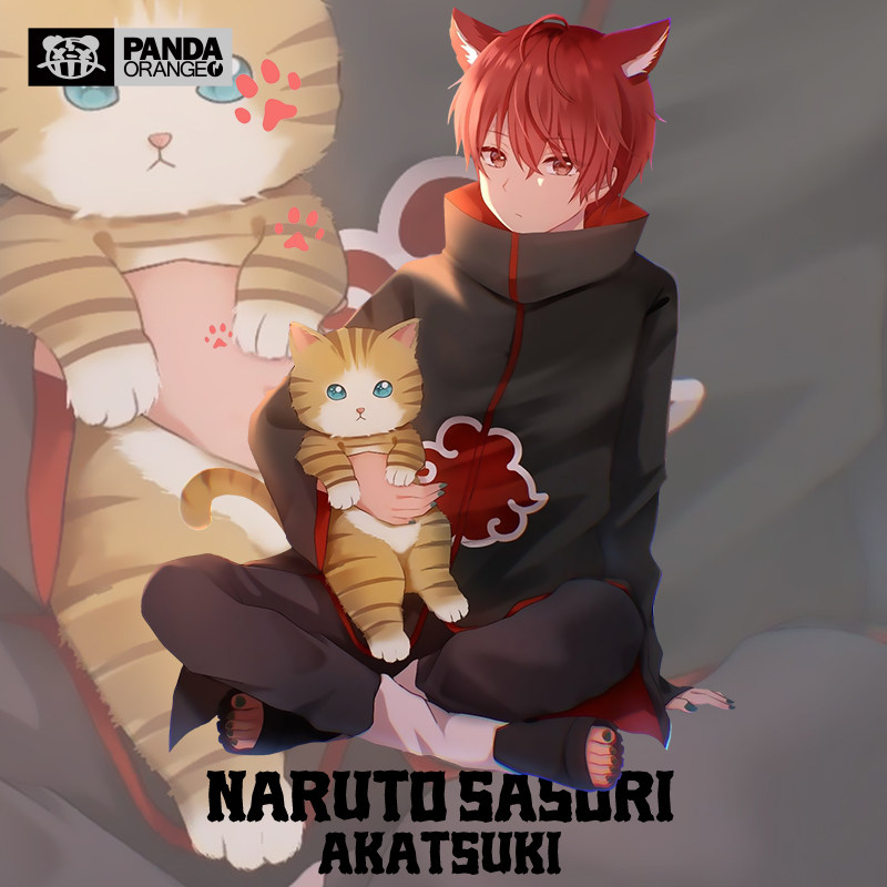 火影忍者联名t恤卡通动漫画赤砂之蝎动物猫周边学生情侣装卫衣潮