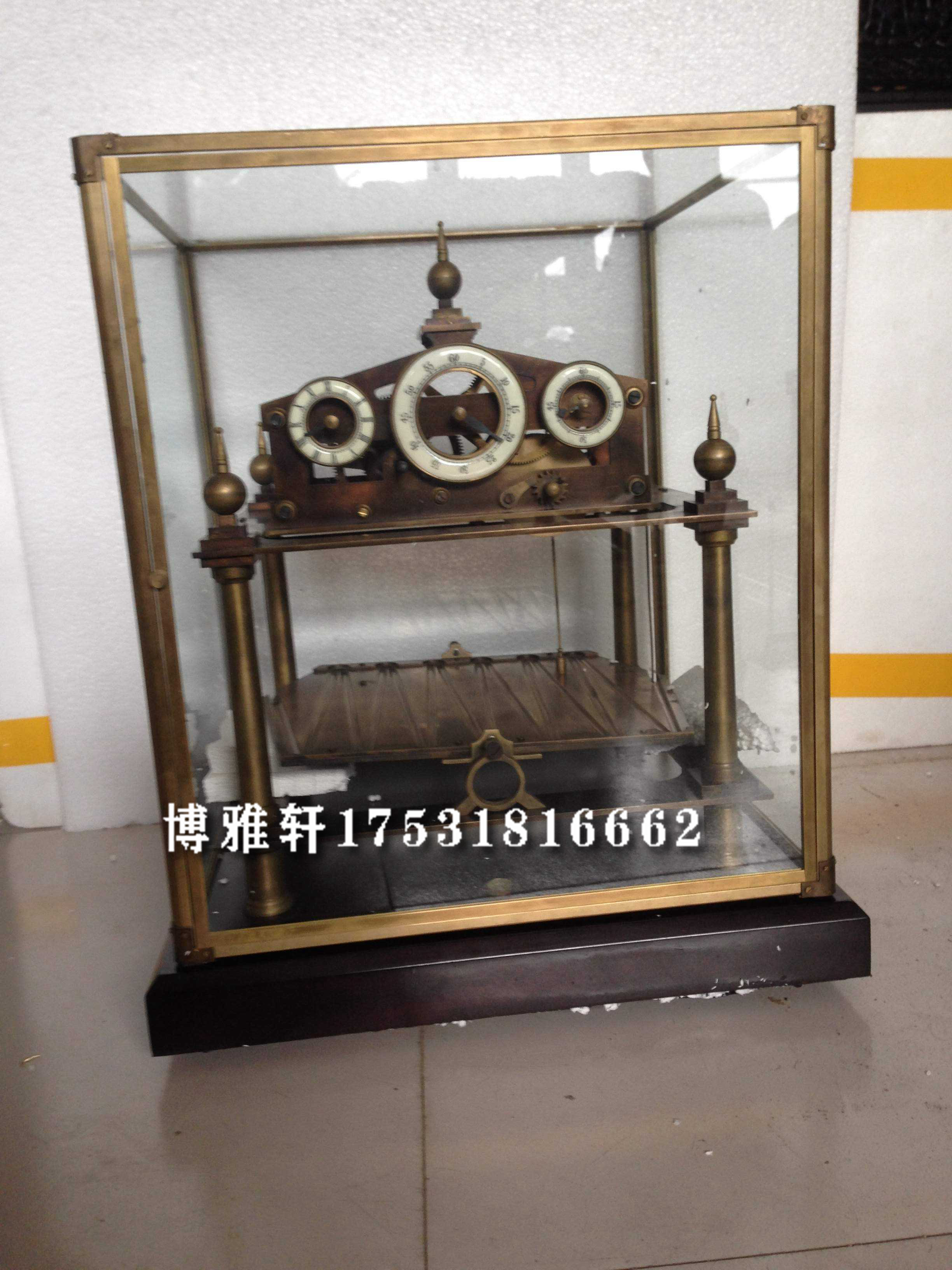滚珠钟纯铜趣味框架玻璃罩钢珠轨道滚球座钟仿古董