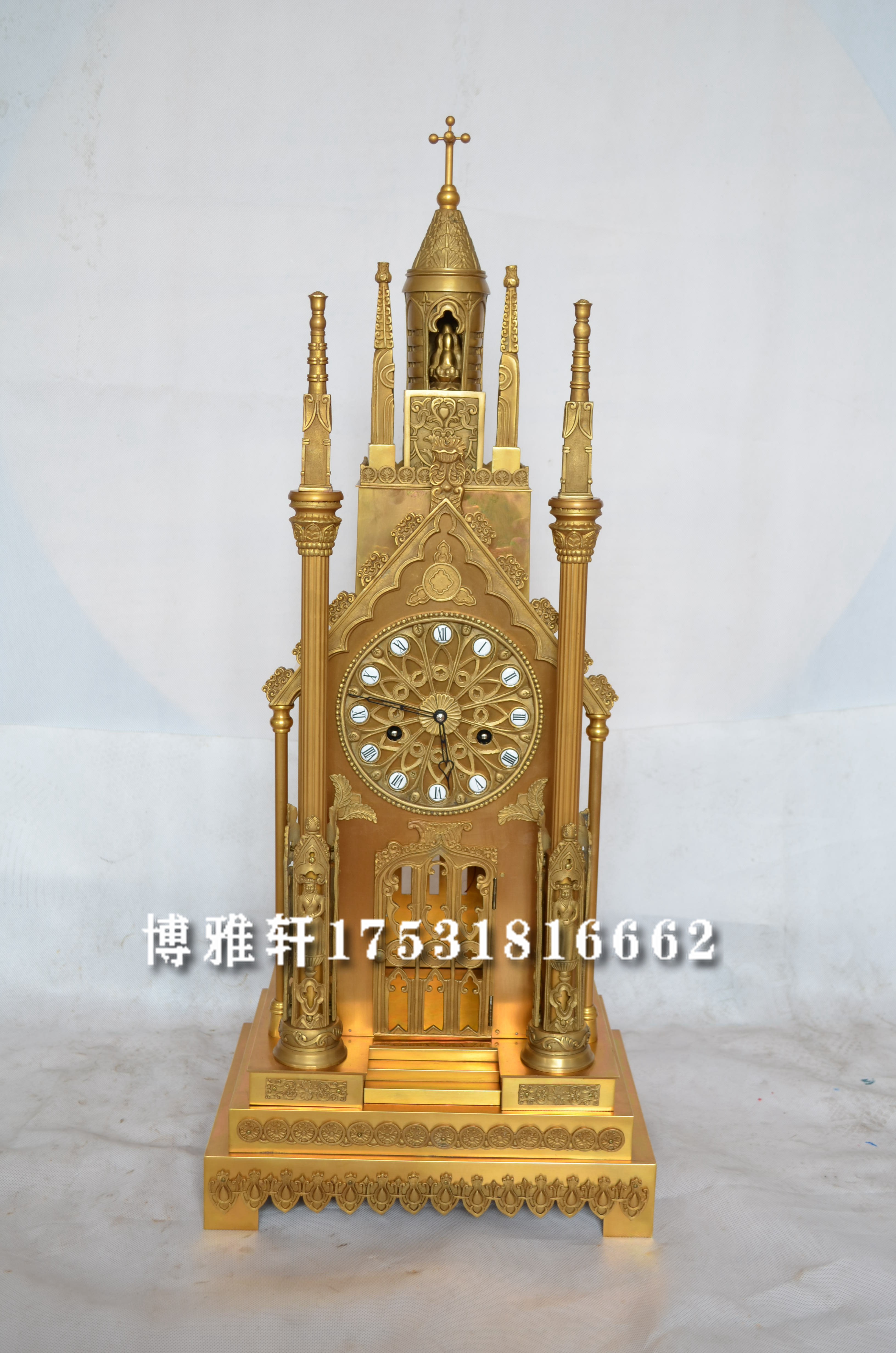 教堂钟哥特式机械纯铜座钟欧式家居客厅壁炉钟仿故宫古董欧洲台钟