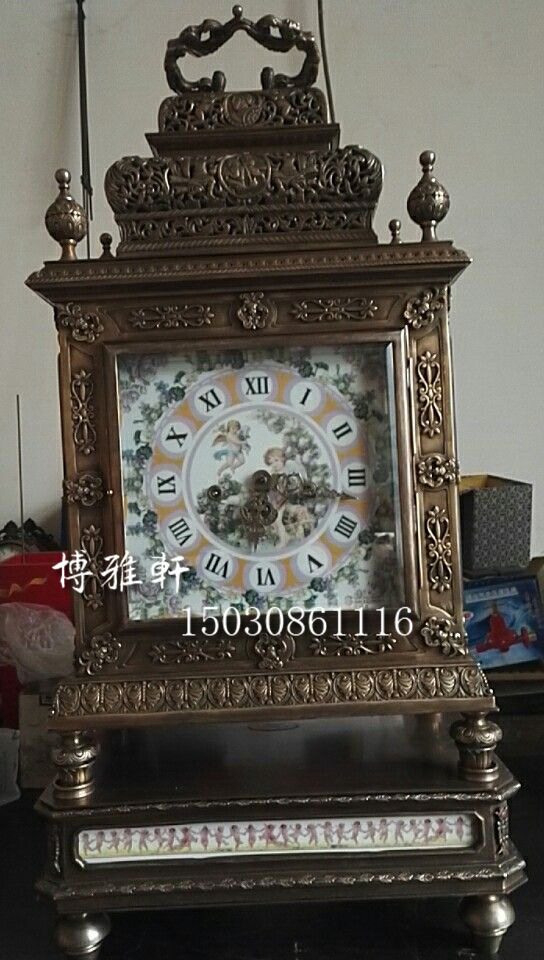 钟表纯铜机械德国赫姆勒报时座钟欧式古典家居摆钟进口表芯立钟