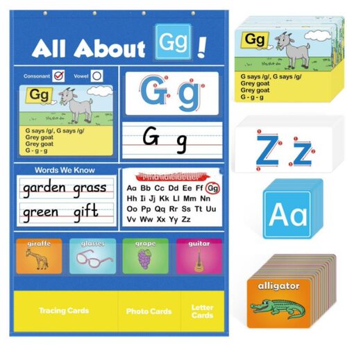 跨境新品 Alphabet Learning Pocket Chart 字母学习口袋图表