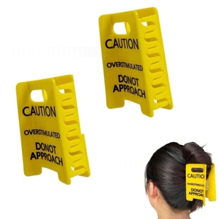 跨境Overstimulated Caution Sign Hair Claw Clip刺激警告标发夹