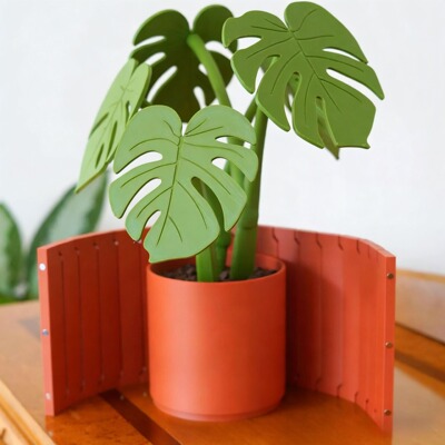 Monstera coaster plant 龟背竹杯垫植物带磁铁3D打印跨境爆款
