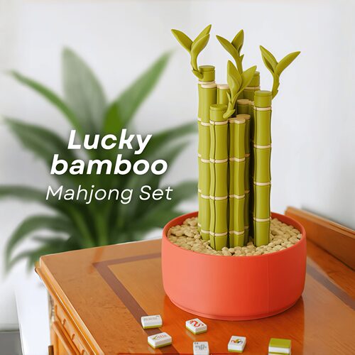 跨境新品Lucky Bamboo Mahjong Set幸运竹整套美式麻将3D打印套装