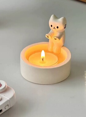 Cartoon Kitten Candle Holder卡通小猫蜡烛架情人节小猫取暖装饰