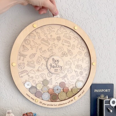 跨境新款 Personalized Coin Box Travel Gift 旅游爱好者的礼物